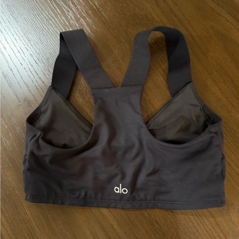 ALO Yoga Charcoal Sports Bra - Picture 2 of 2